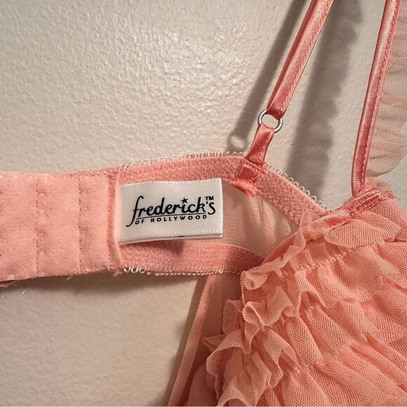 Fredrick’s Of Hollywood Ruffled Peachy Orange Slip Dress - Picture 5 of 7